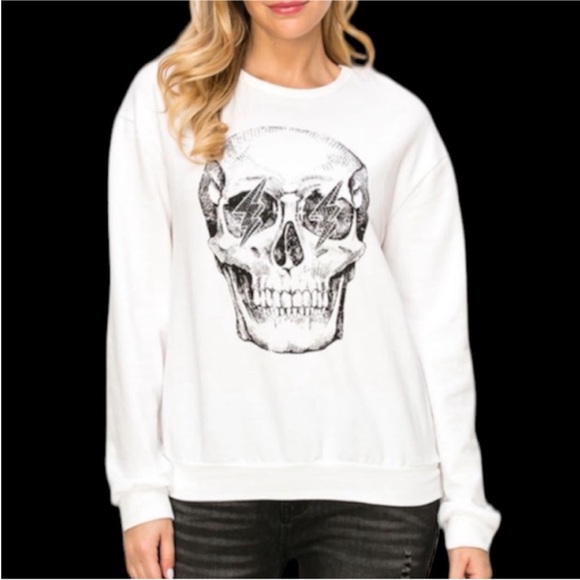 VOCAL crystal skull rock roll sweatshirt L - Picture 8 of 8
